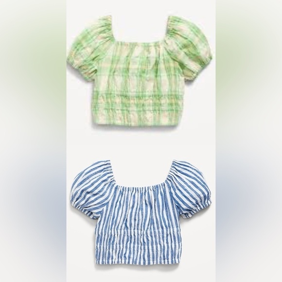 Old Navy Other - Old Navy Gap Smocked Crop Top Shirt Puff Short Sleeves Girls XL 14/16